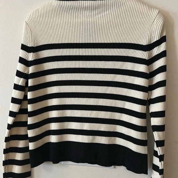 H&M Rib Knit Striped Gold Button Cardigan Sweater - Picture 10 of 11